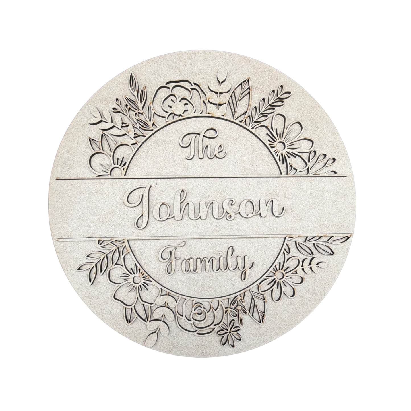 Flowers and Leaves Personalized Family Name Sign