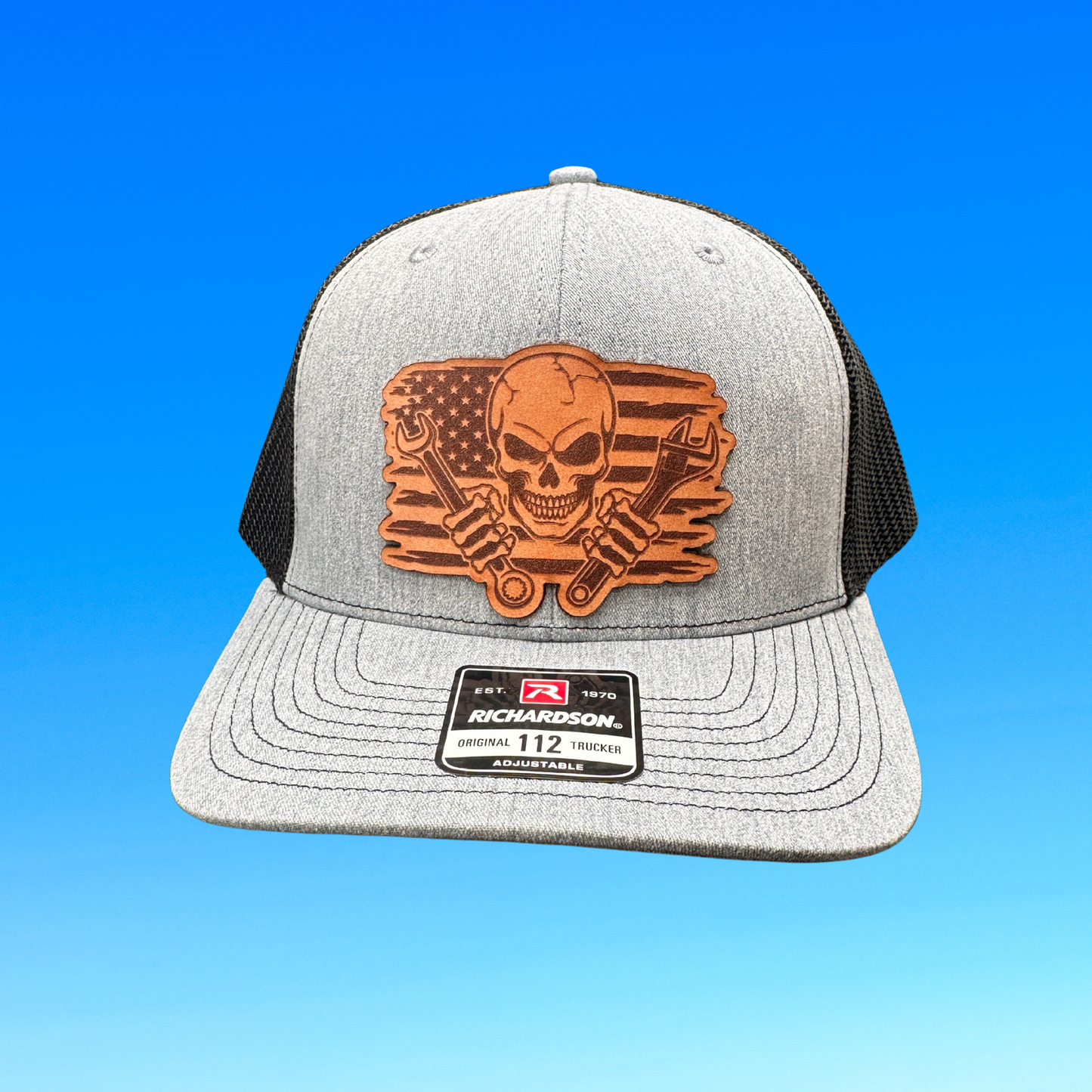 Mechanic Skull with American Flag Hat