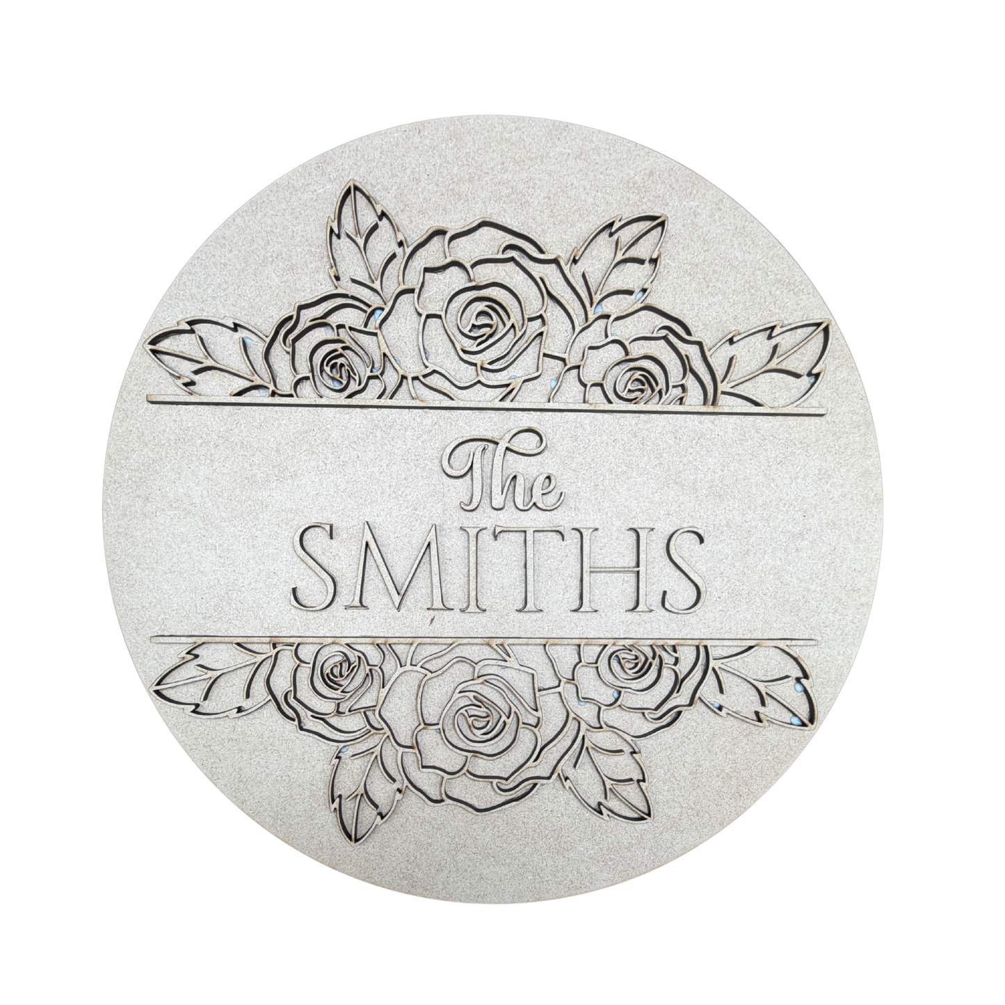 Roses Split Personalized Family Name Sign