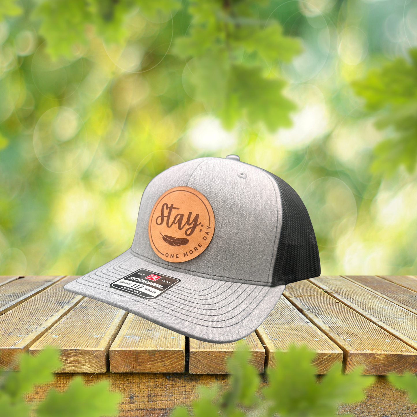 Stay; One More Day Mental Health Awareness Leather Patch Hat