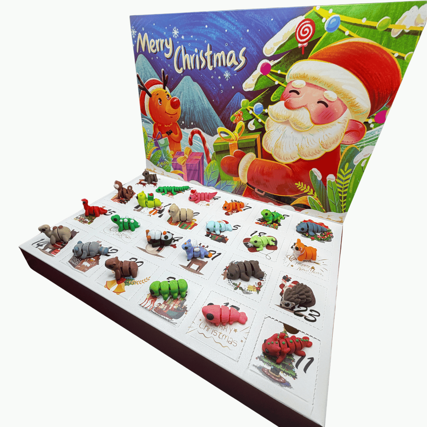Christmas Advent Calendar Countdown 2026 3D Printed Mini Articulated Fidget Animals