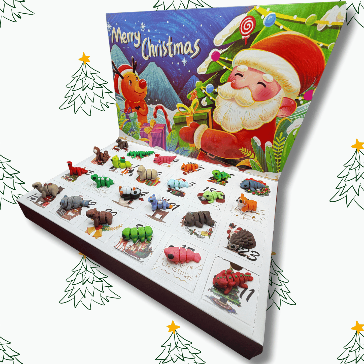 Christmas Advent Calendar Countdown 2026 3D Printed Mini Articulated Fidget Animals