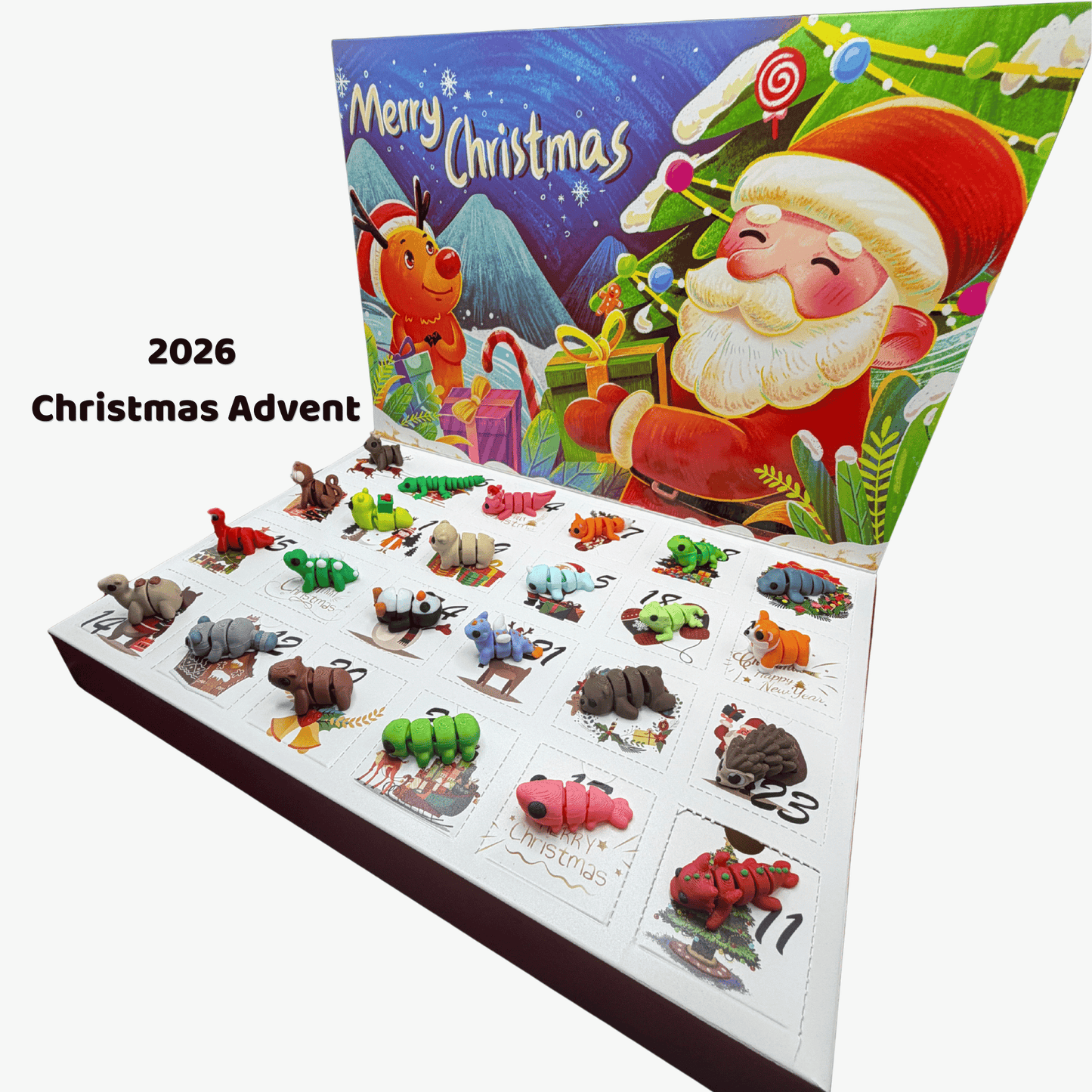 Christmas Advent Calendar Countdown 2026 3D Printed Mini Articulated Fidget Animals