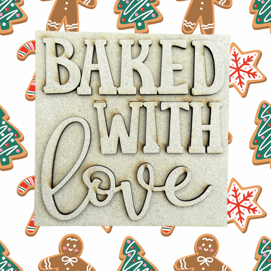 Baked With Love Sign 4.25" Interchangeable Square Insert | DIY Paint Project