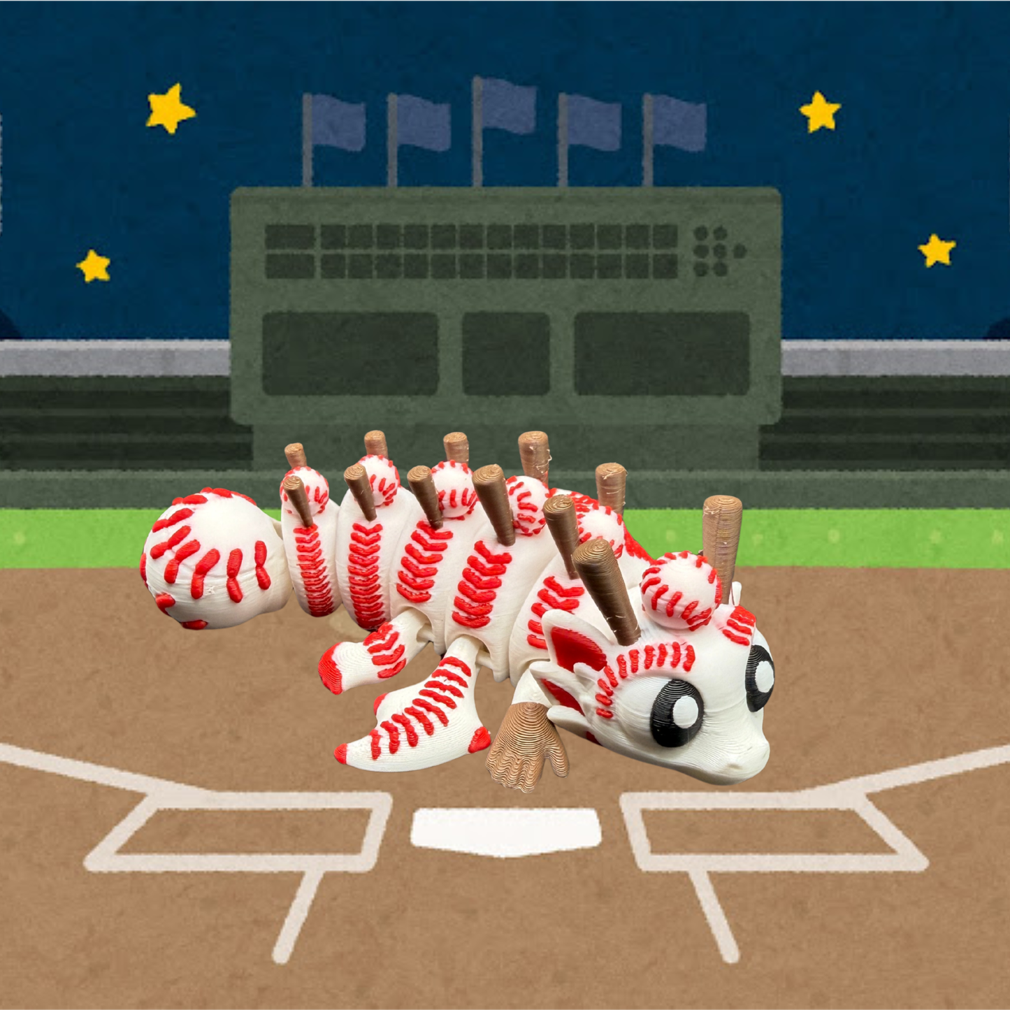 Baseball Flexi 3D Printed Dragon