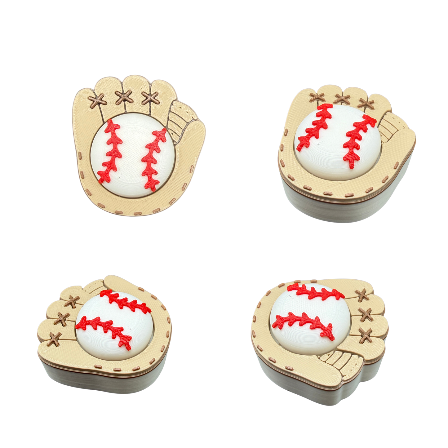 Baseball Fidget Clicker front view featuring baseball glove and baseball design