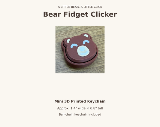 Bear Fidget Keychain | Mini 3D Printed Clicker