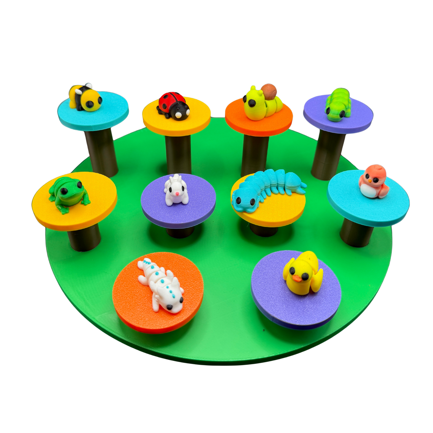 Pipsqueak Pets Bloom and Buzz 3D printed mini collectible animal figures set of 10 on display stand
