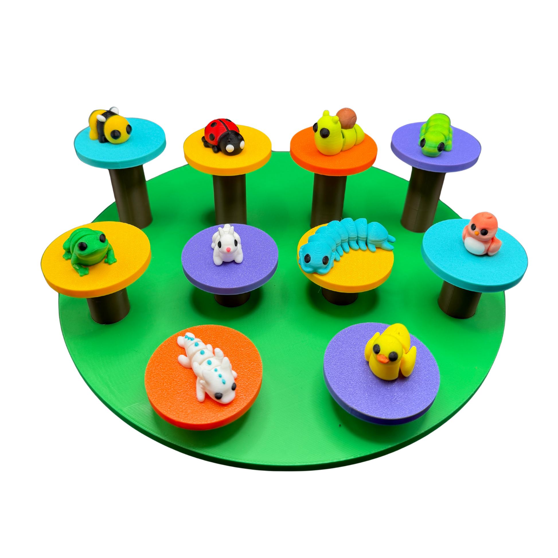 Pipsqueak Pets Bloom and Buzz 3D printed mini collectible animal figures set of 10 on display stand