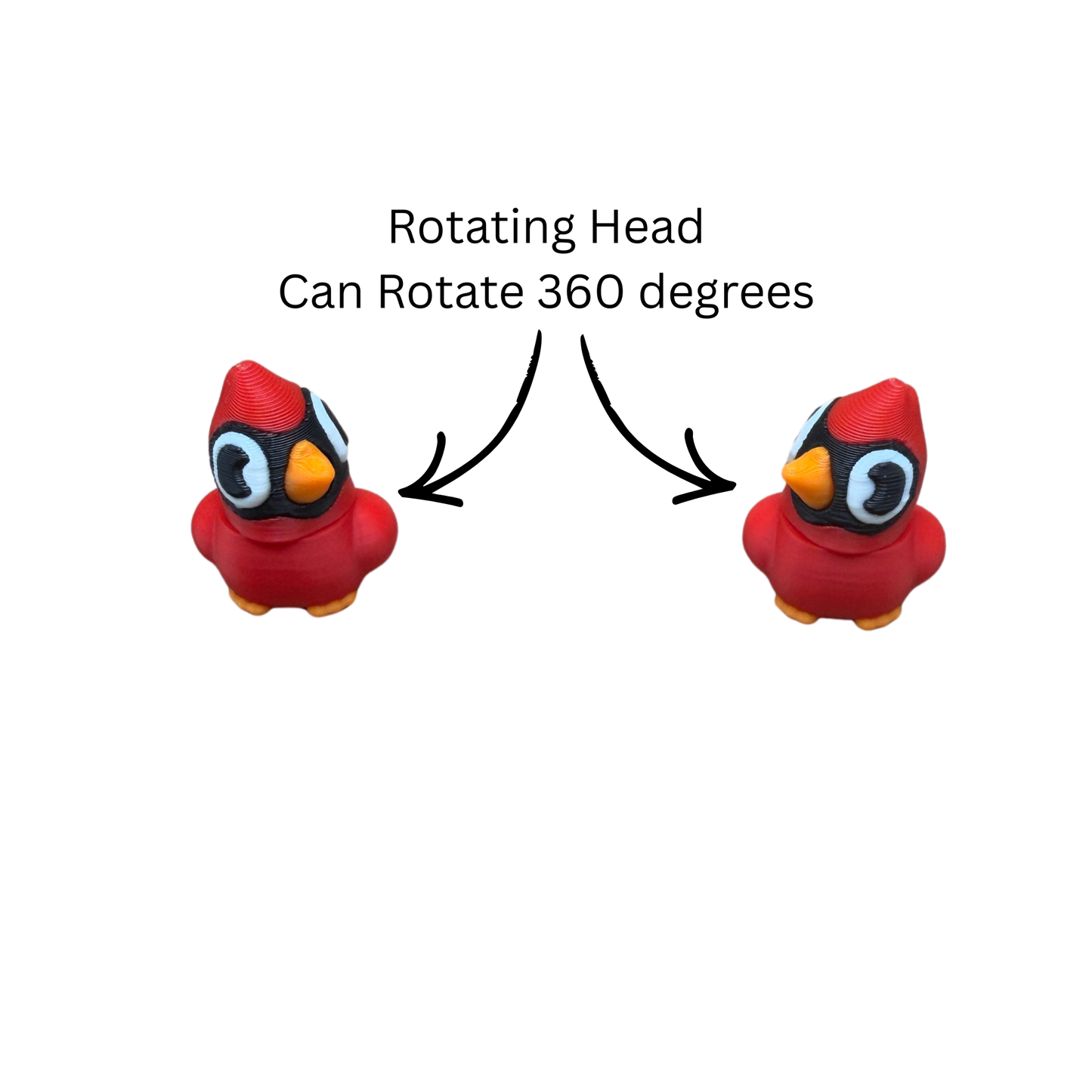 Miniature red cardinal figurine side profile showing articulated head detail