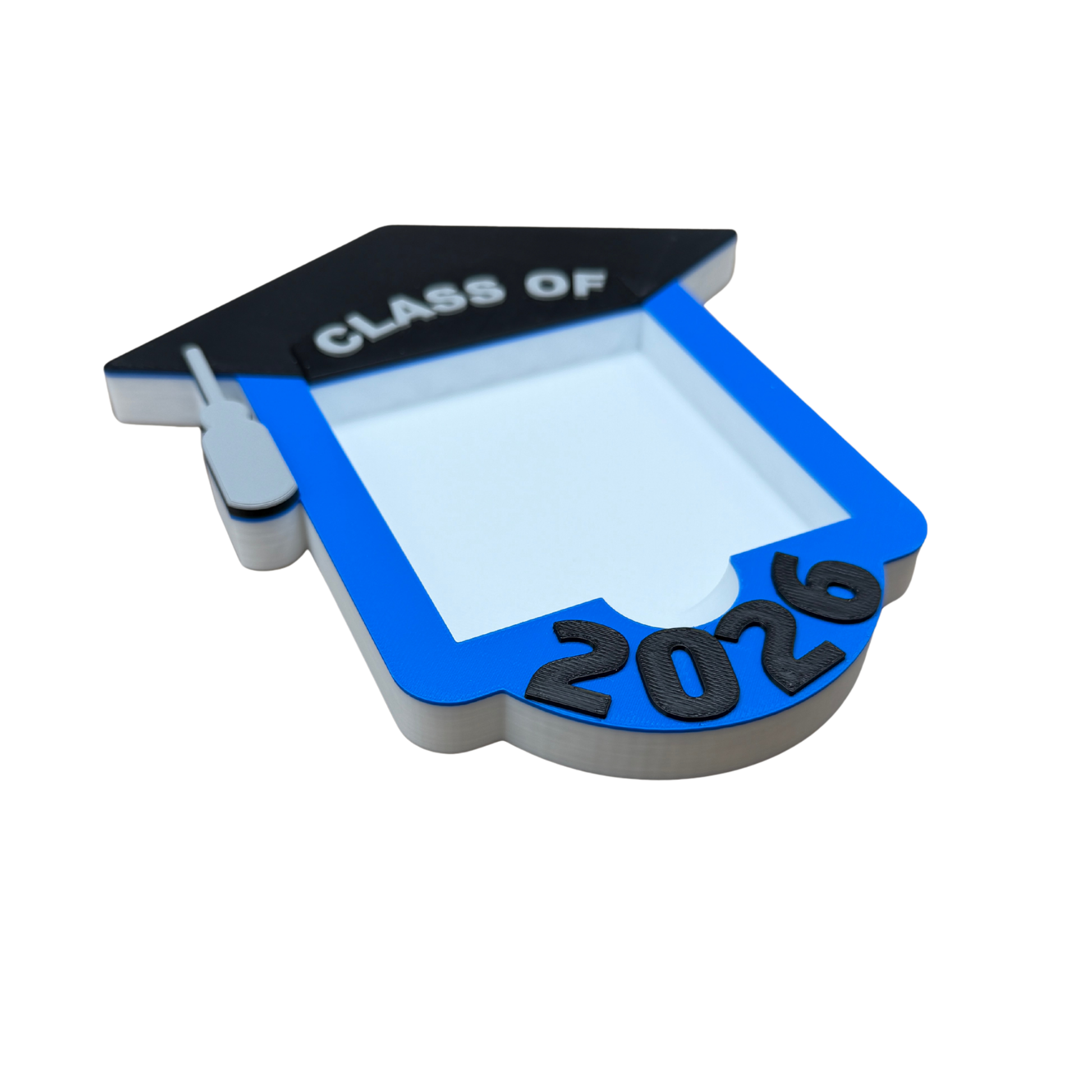 Customizable graduation cap desk accessory with 30 color options for tassel and frame