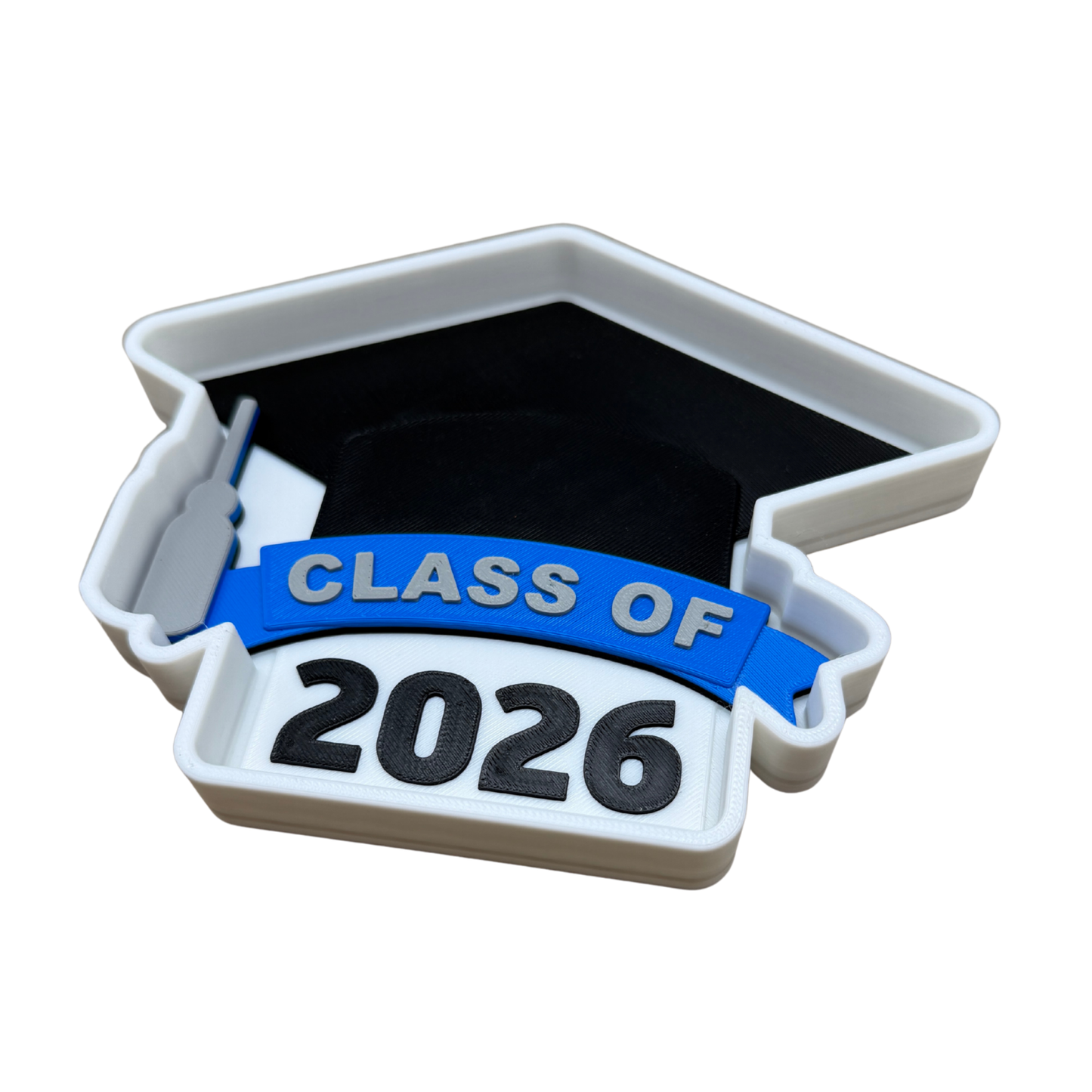 Class of 2026 trinket dish holding binder clips — functional personalized graduation keepsake for desk or dresser