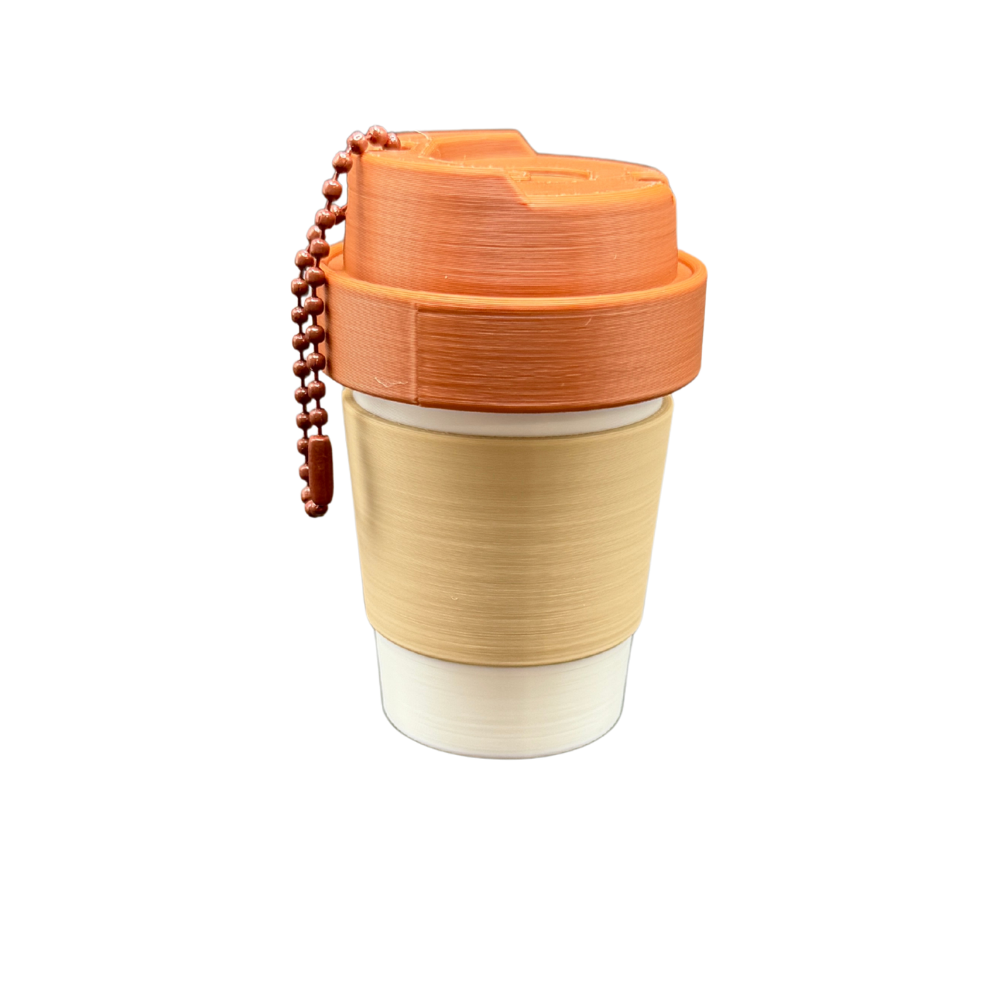 coffee cup keychain container unscrewed showing storage space
