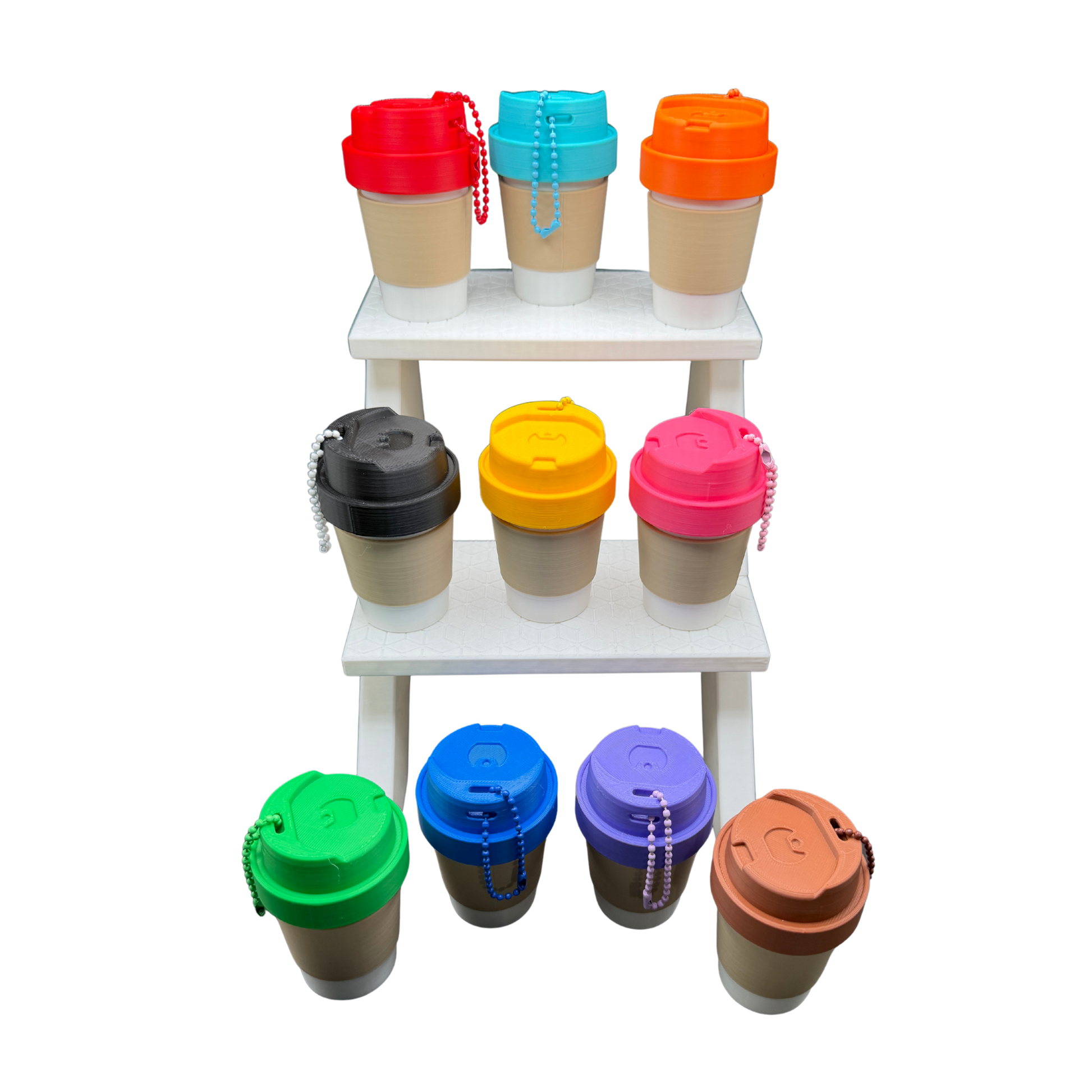 coffee cup keychain container unscrewed showing storage space