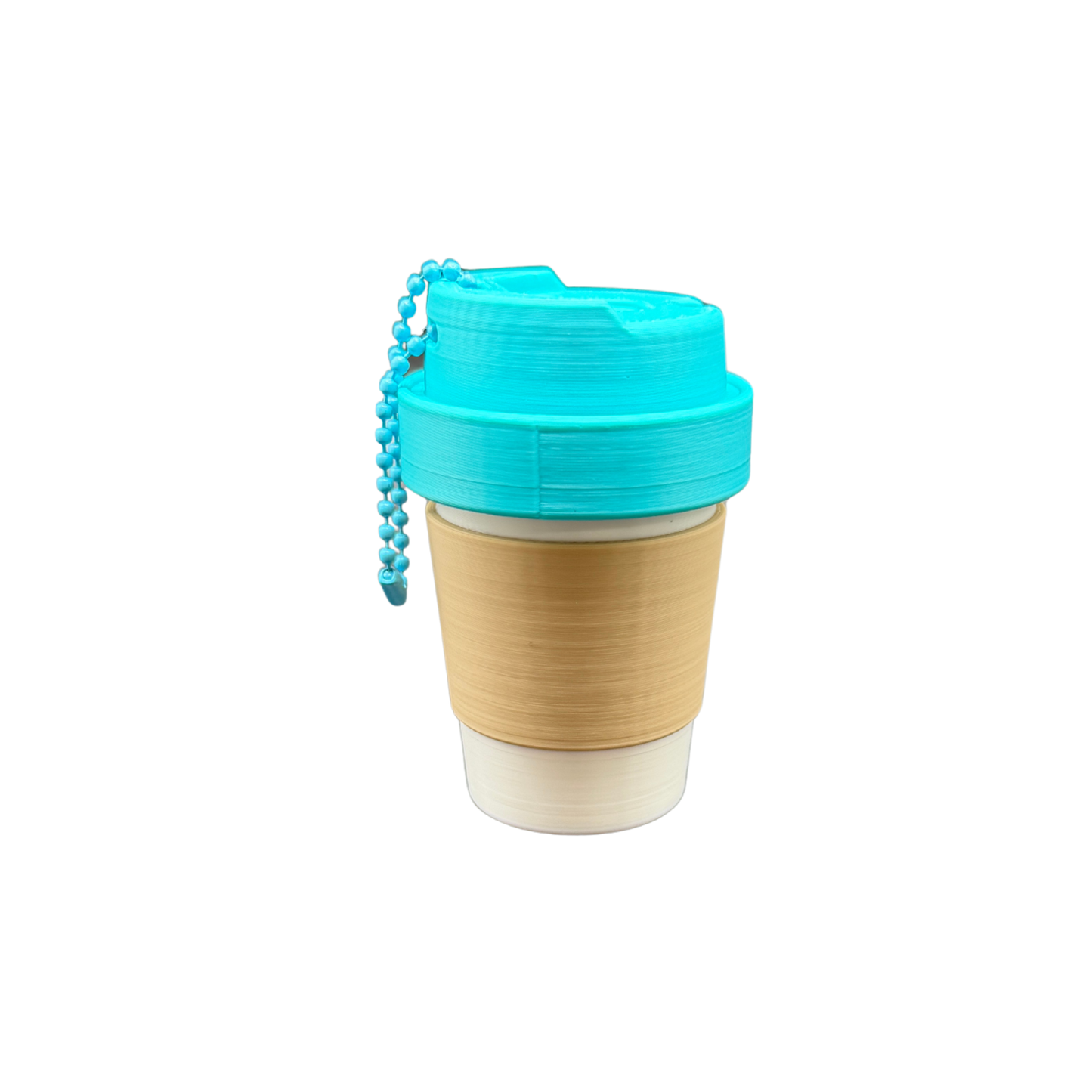 coffee cup keychain container unscrewed showing storage space