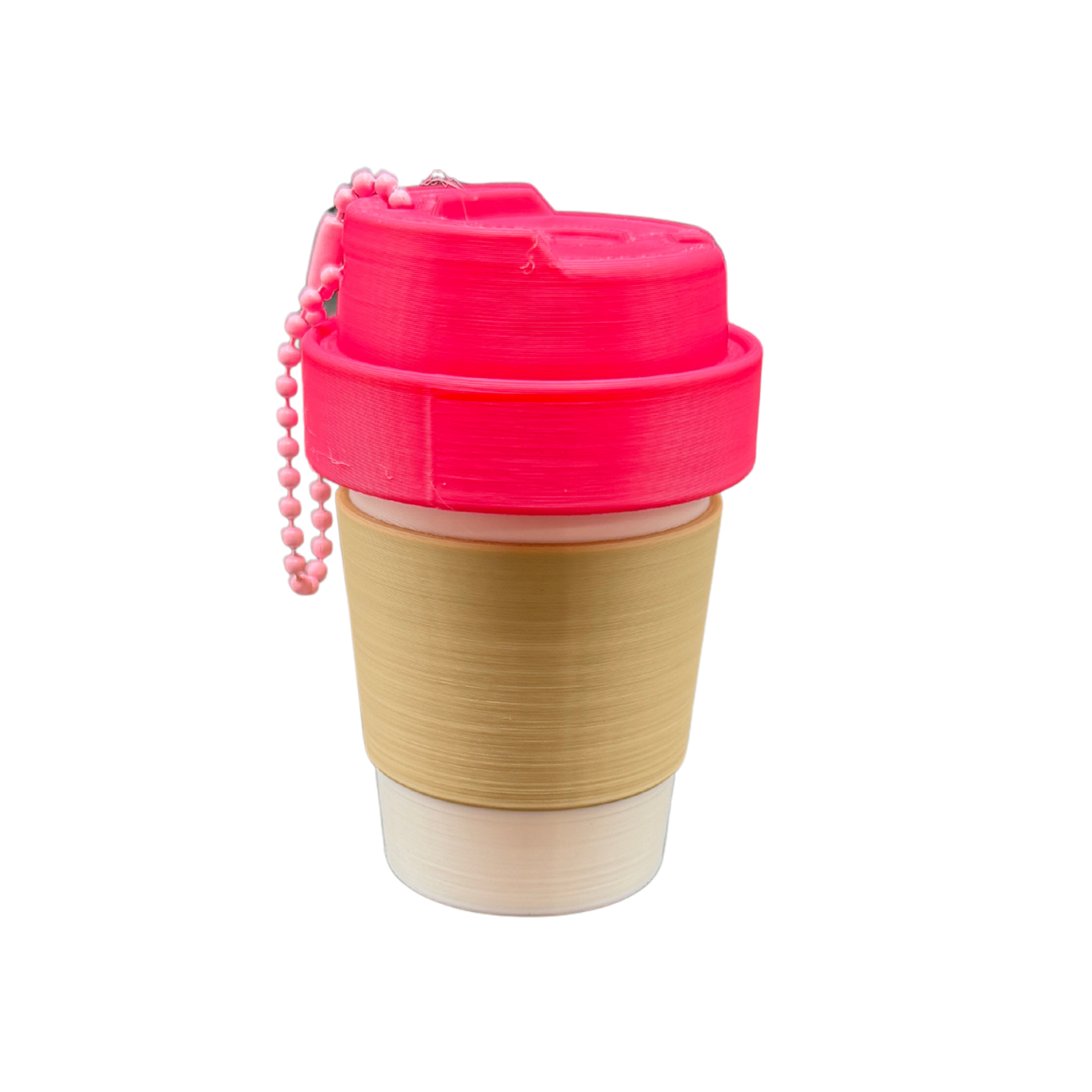 coffee cup keychain container unscrewed showing storage space