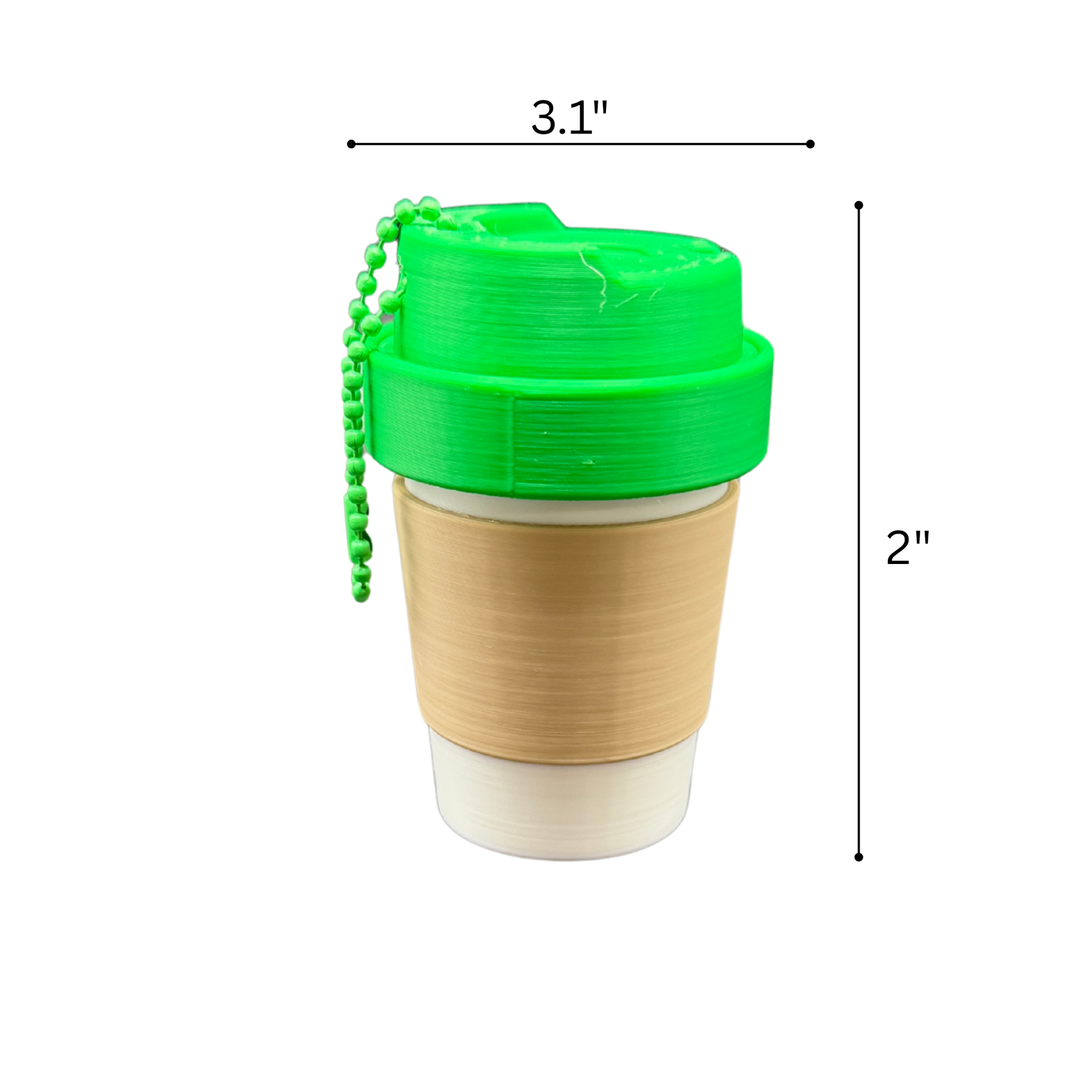 mini coffee cup keychain container attached to keys