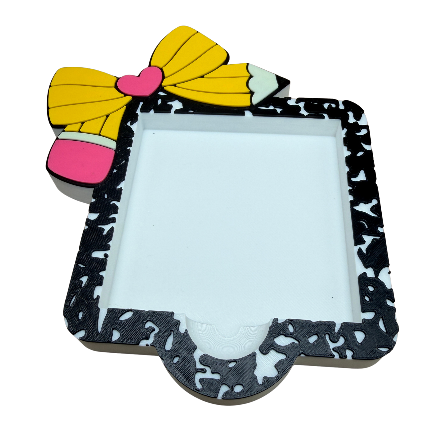 Composition Notebook Sticky Note Holder – Pencil Bow Teacher Desk Accessory for 3x3 Post-It Notes | Cute Teacher Gift
