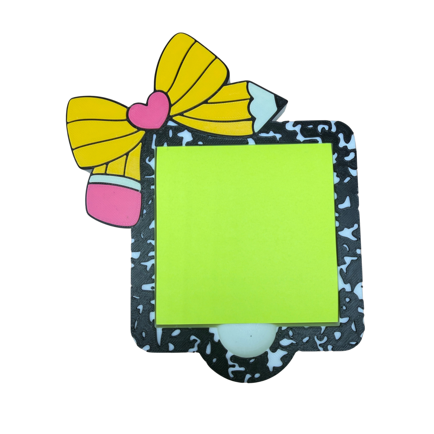 Composition Notebook Sticky Note Holder – Pencil Bow Teacher Desk Accessory for 3x3 Post-It Notes | Cute Teacher Gift