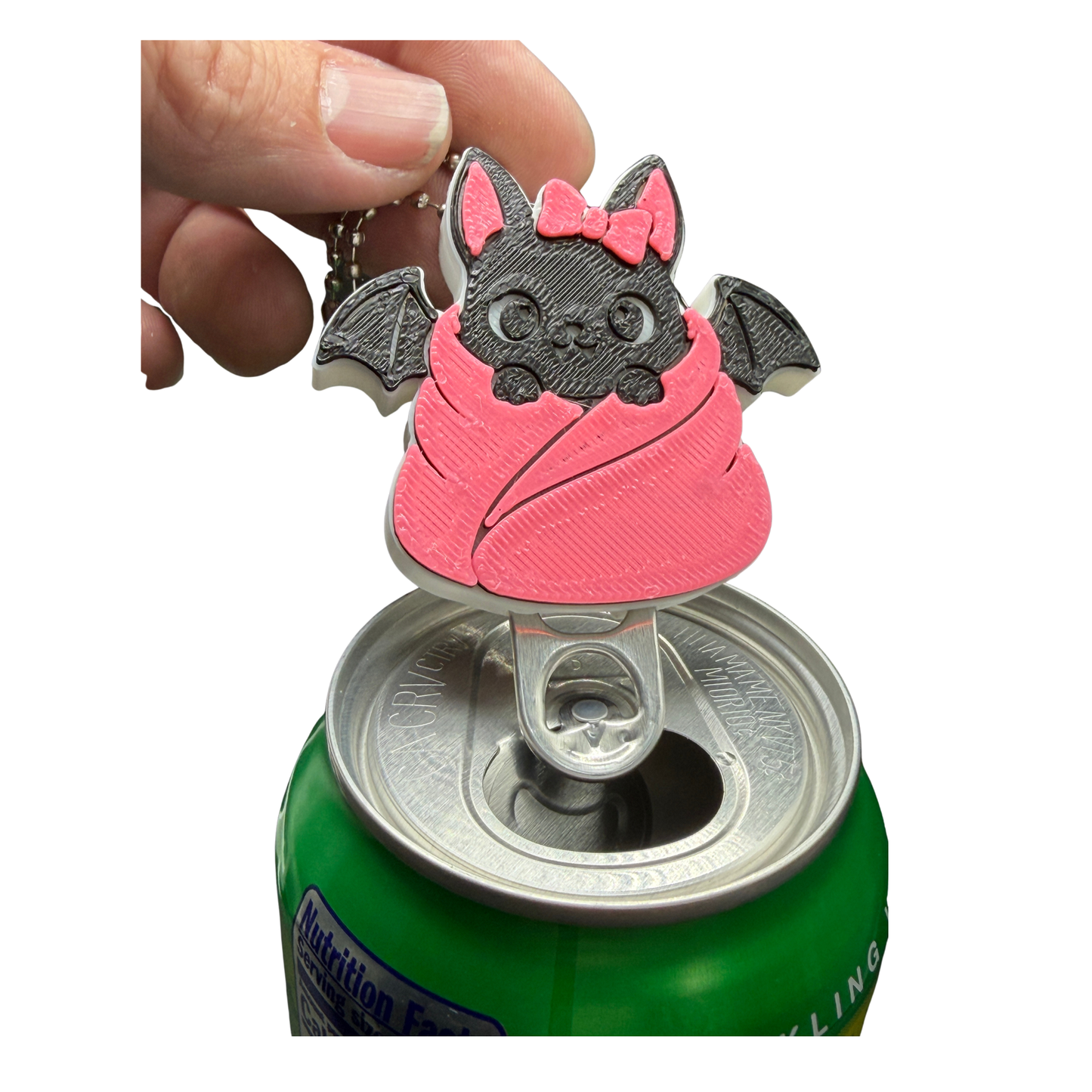 Cozy Bat with Bow Can Opener Keychain