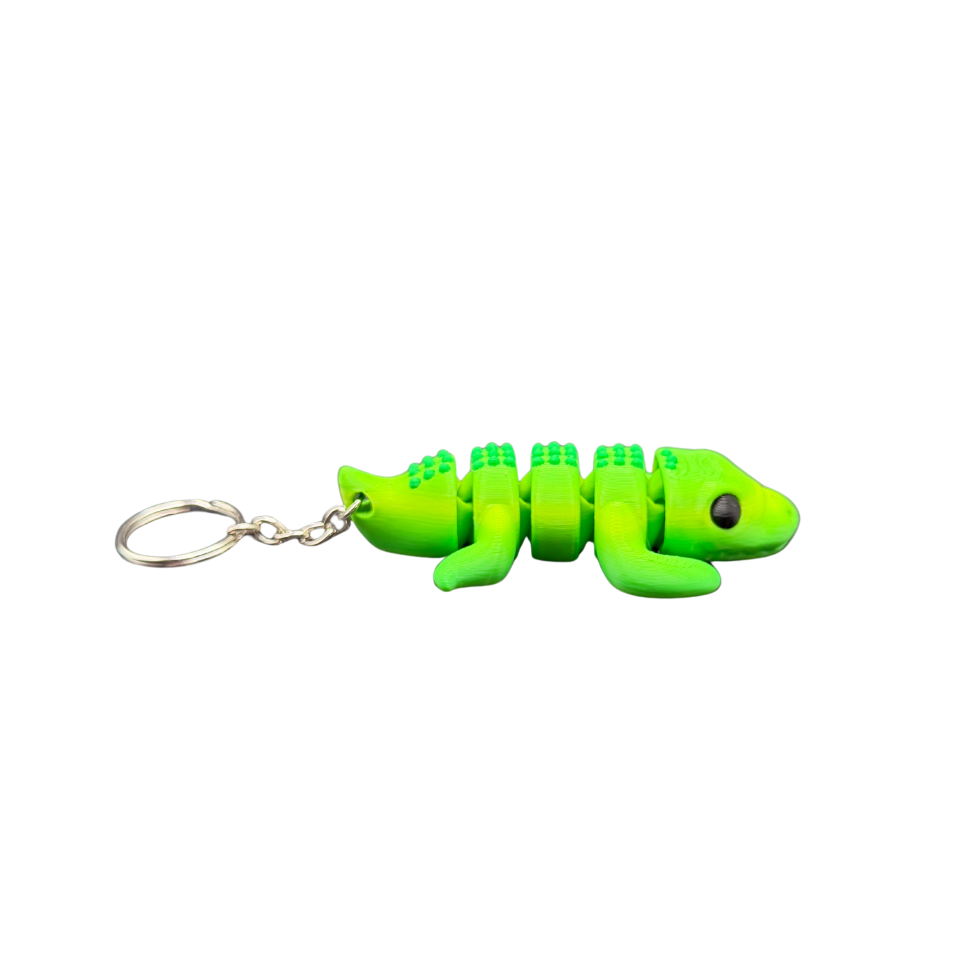 Articulated Crocodile Keychain 3D printed fidget toy close up