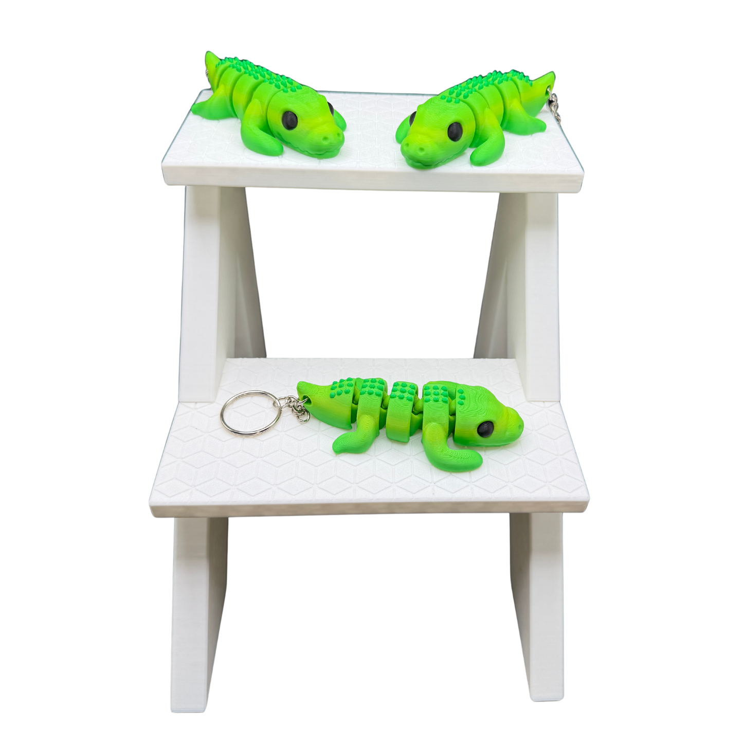 Green articulated crocodile keychain desk fidget toy