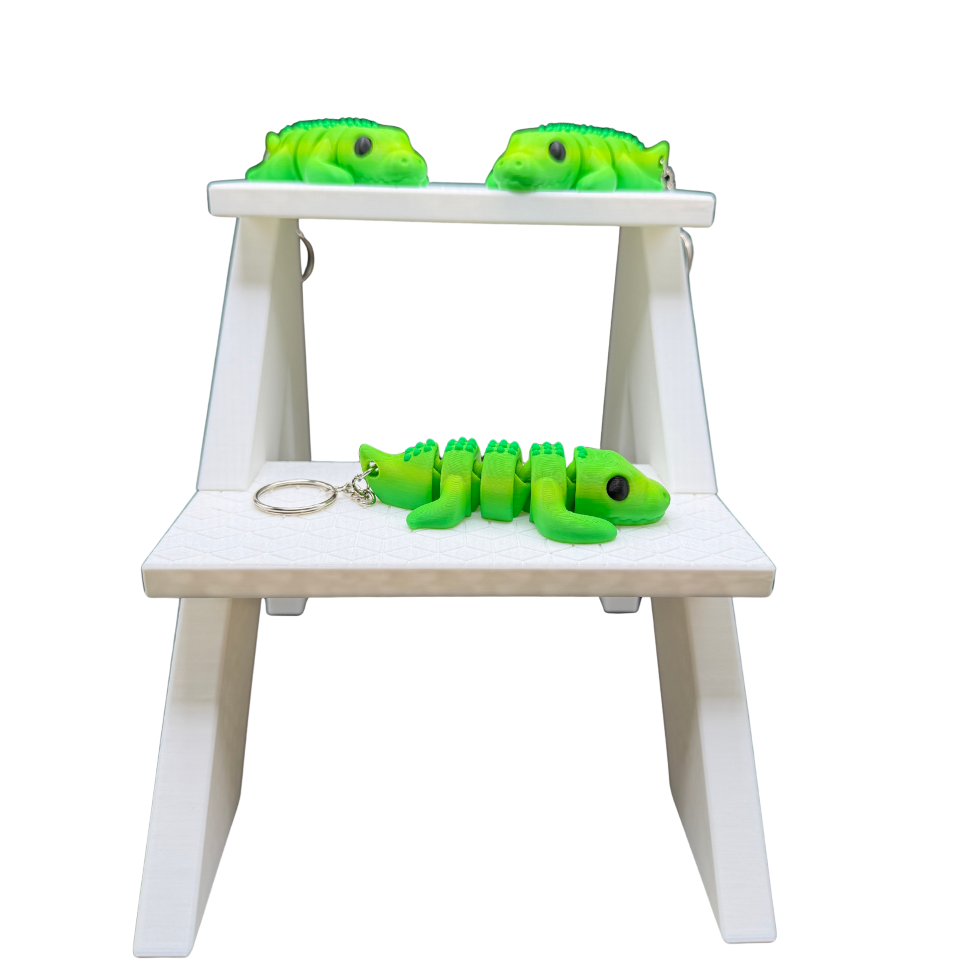 Green articulated crocodile keychain desk fidget toy