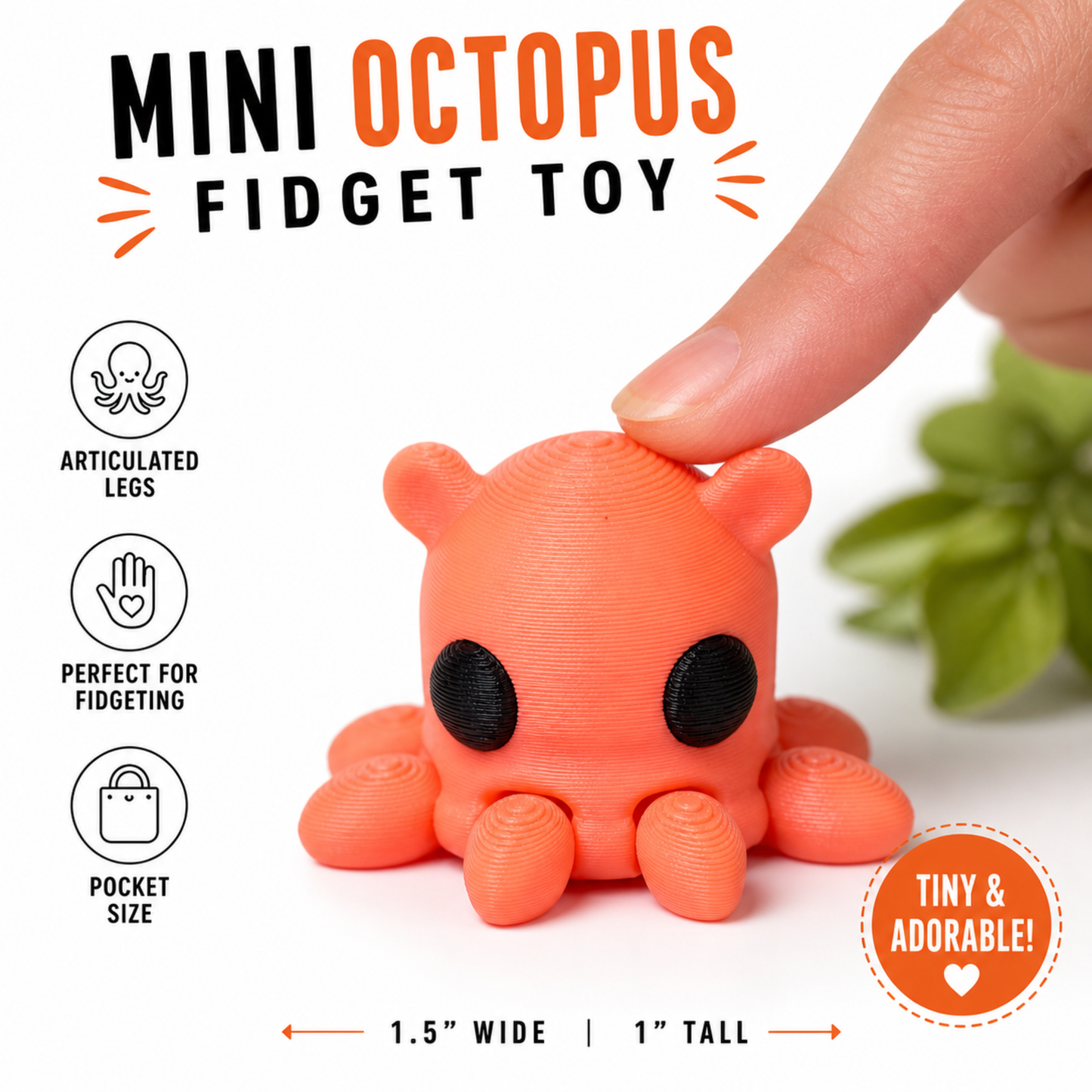 mini octopus fidget toy 3d printed dumbo octopus close up