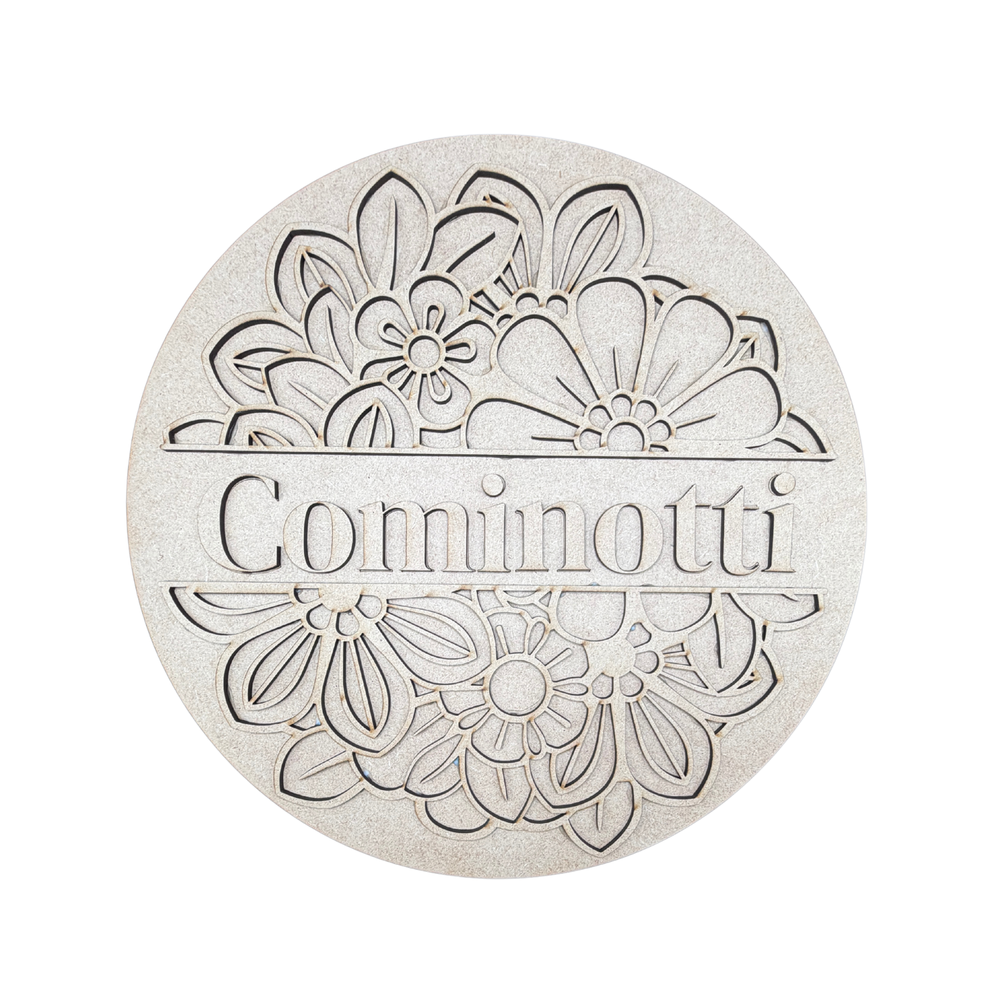 Flowers Split Personalized Family Name Sign