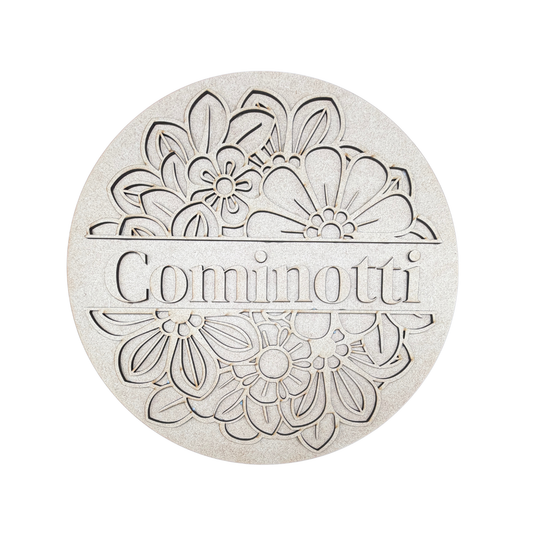 Flowers Split Personalized Family Name Sign