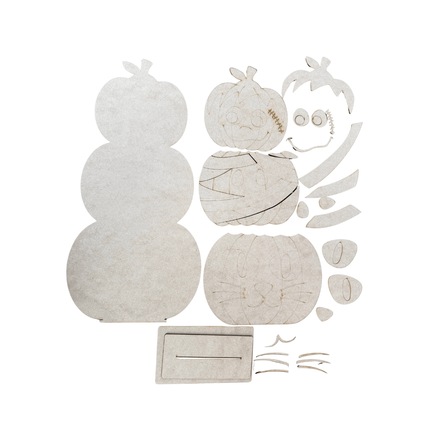 Stacked Frankenstein Mummy Black Cat Pumpkin Sitter