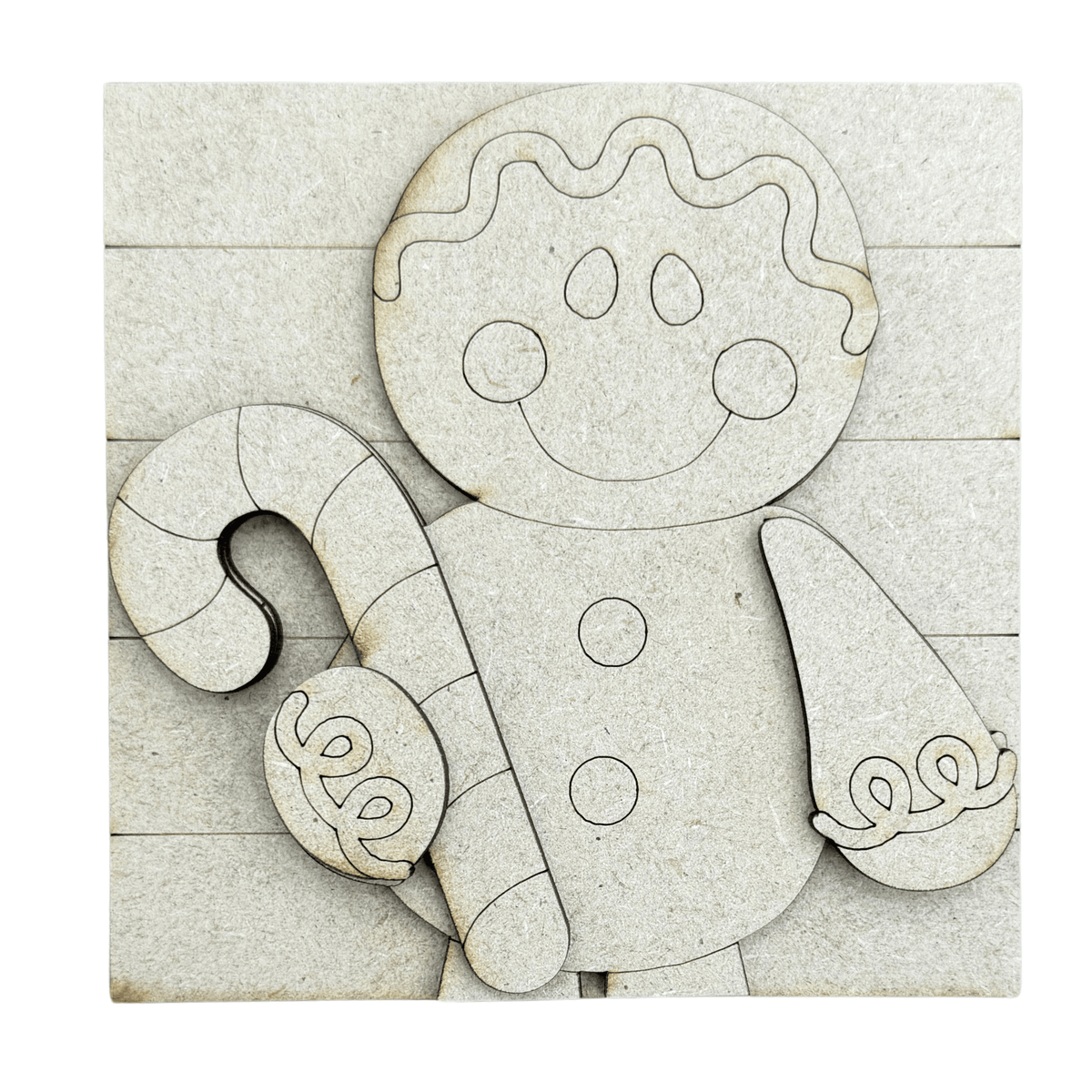 Gingerbread DIY Paint Project, Candy Cane Man 4.25" Square Interchangeable Sign Insert
