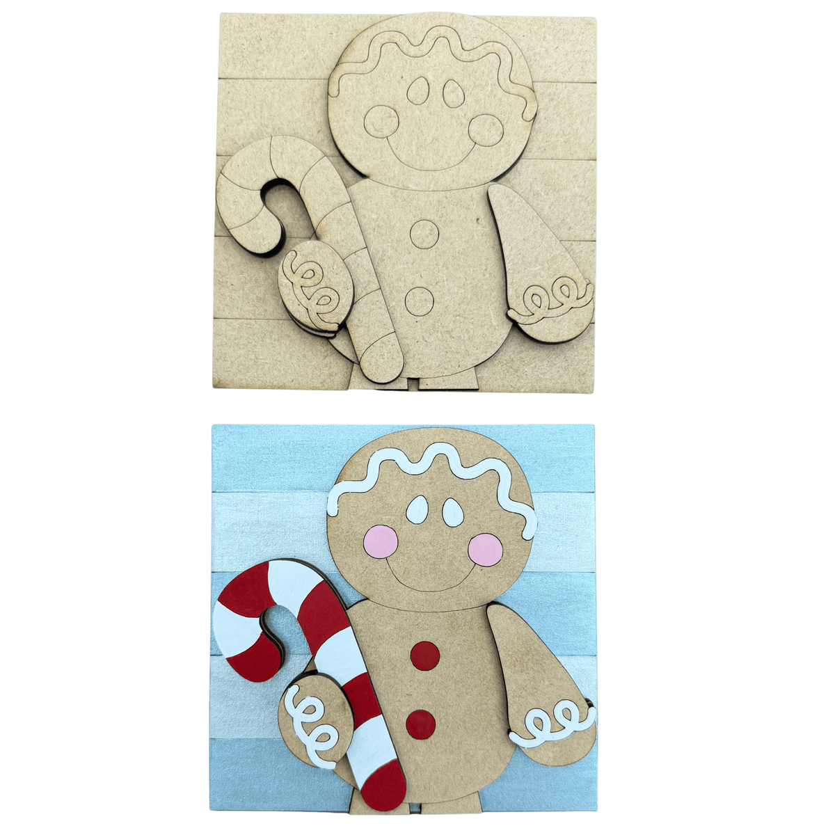 Gingerbread DIY Paint Project, Candy Cane Man 4.25" Square Interchangeable Sign Insert