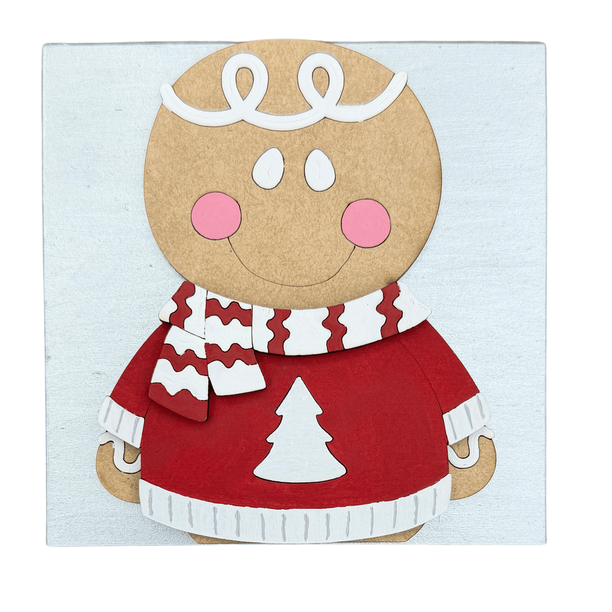 Gingerbread DIY Paint Project, Sweater Man 4.25" Square Interchangeable Sign Insert
