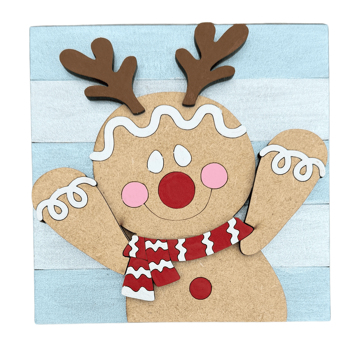Gingerbread Craft With Antlers, 4.25" Square Interchangeable Sign Insert, DIY Christmas Paint Project