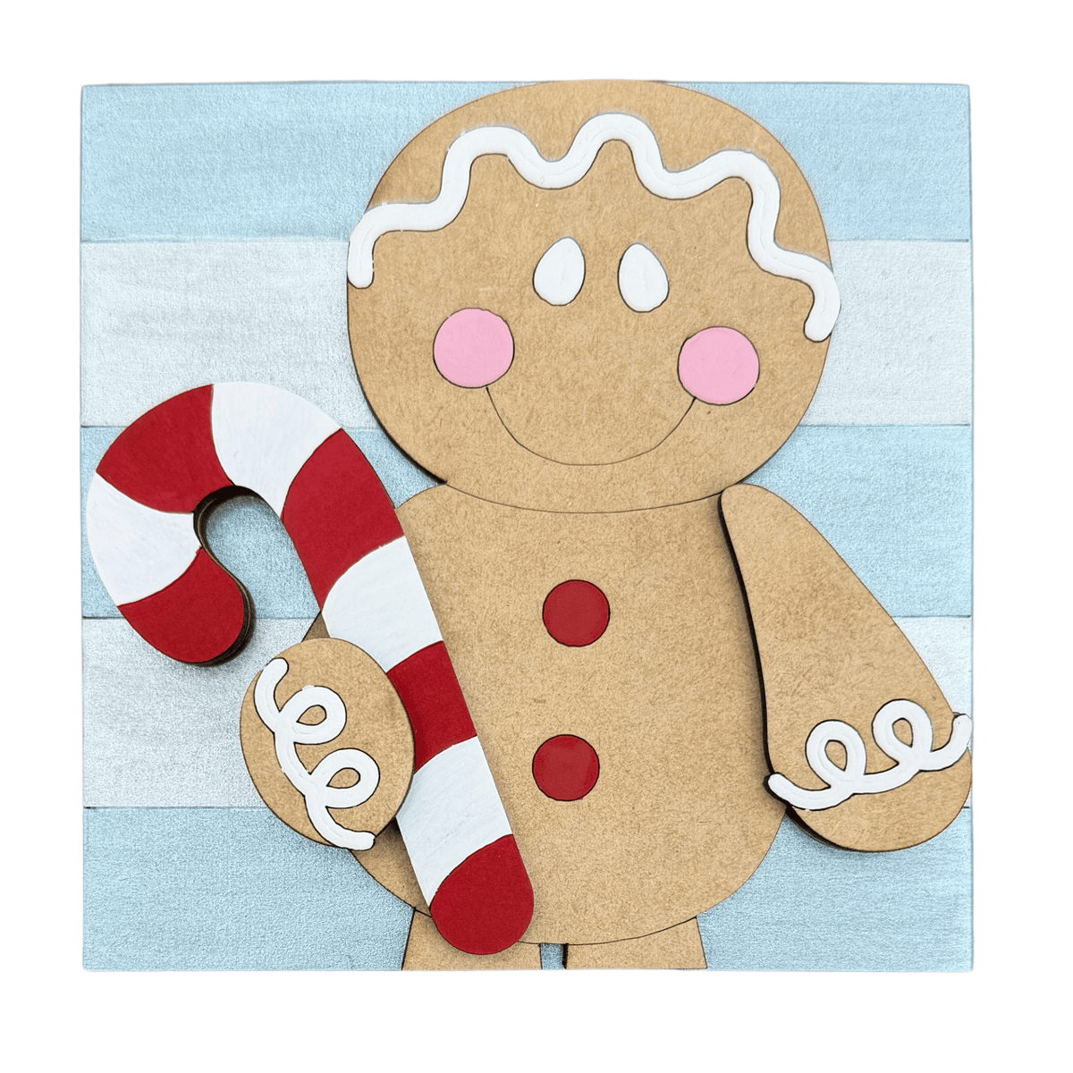 Gingerbread DIY Paint Project, Candy Cane Man 4.25" Square Interchangeable Sign Insert