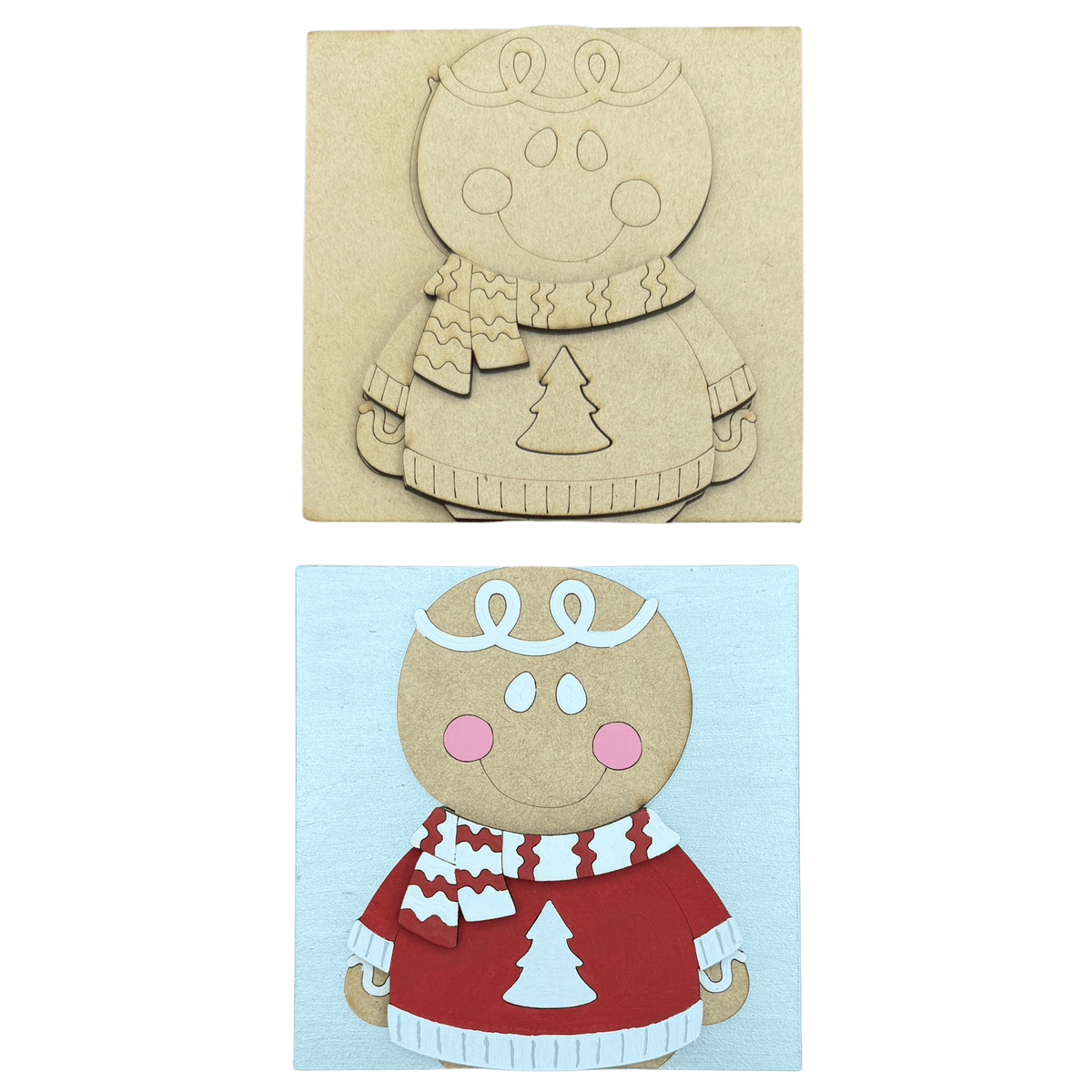 Gingerbread DIY Paint Project, Sweater Man 4.25" Square Interchangeable Sign Insert