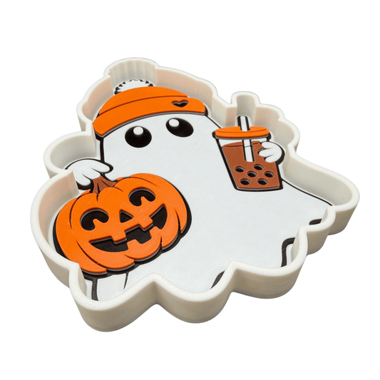 Ghost Trinket Trey with Pumpkin and Drink