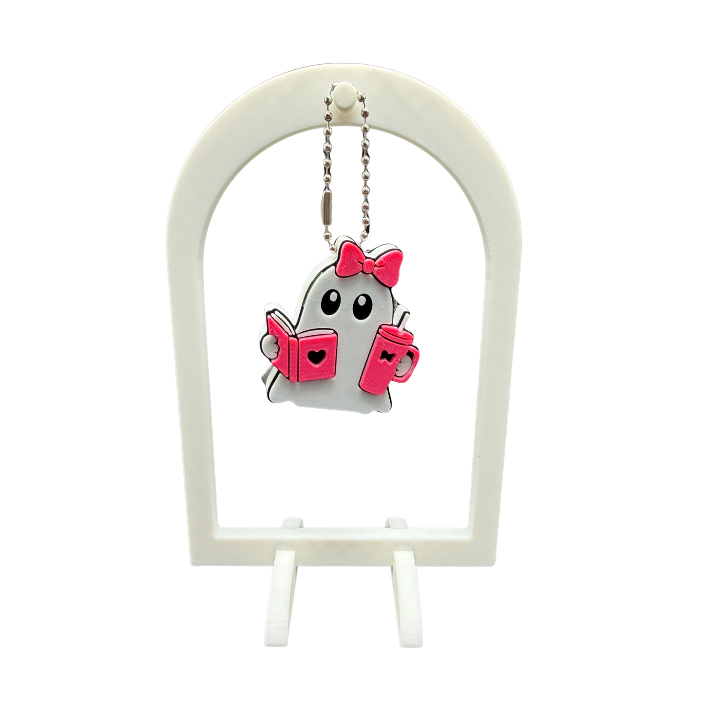 Ghost with Book and Drink Can Opener Keychain