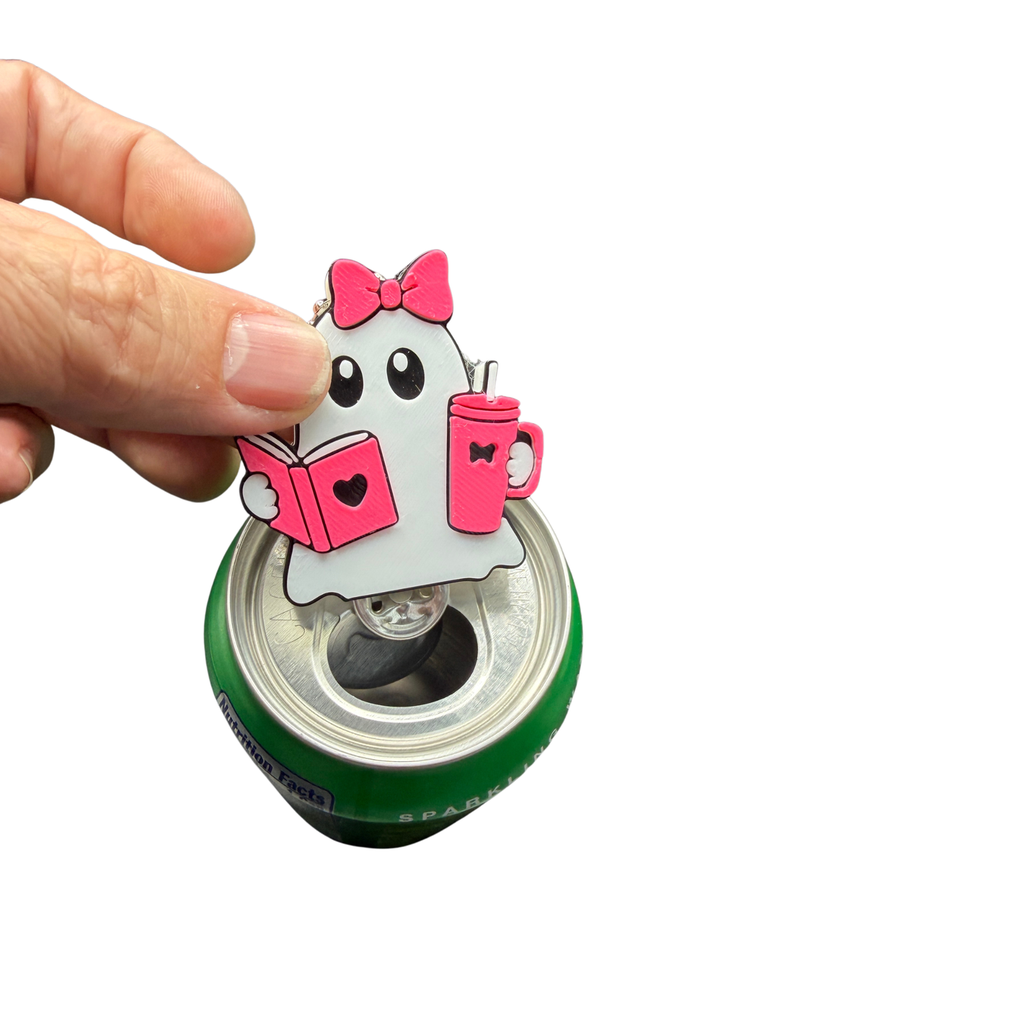Ghost with Book and Drink Can Opener Keychain