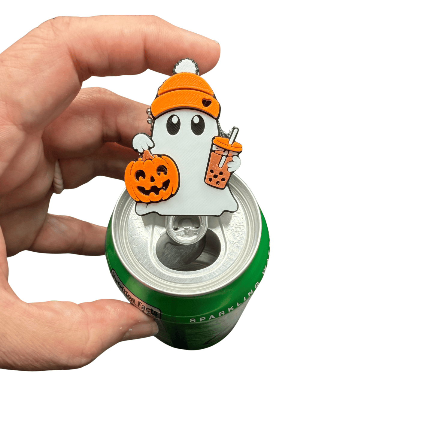 Ghost Can Tab Opener with Pumpkin and Drink
