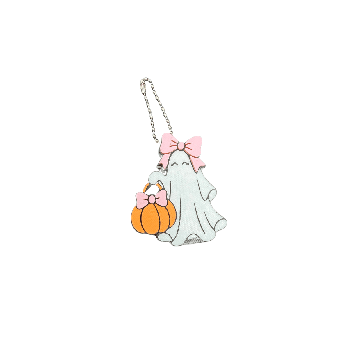 Cute Ghost with Bow & Pumpkin Can Tab Lifter Keychain