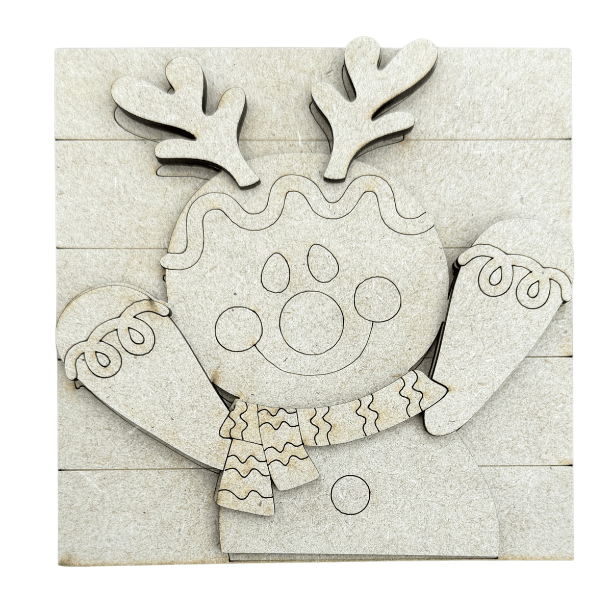 Gingerbread Craft With Antlers, 4.25" Square Interchangeable Sign Insert, DIY Christmas Paint Project