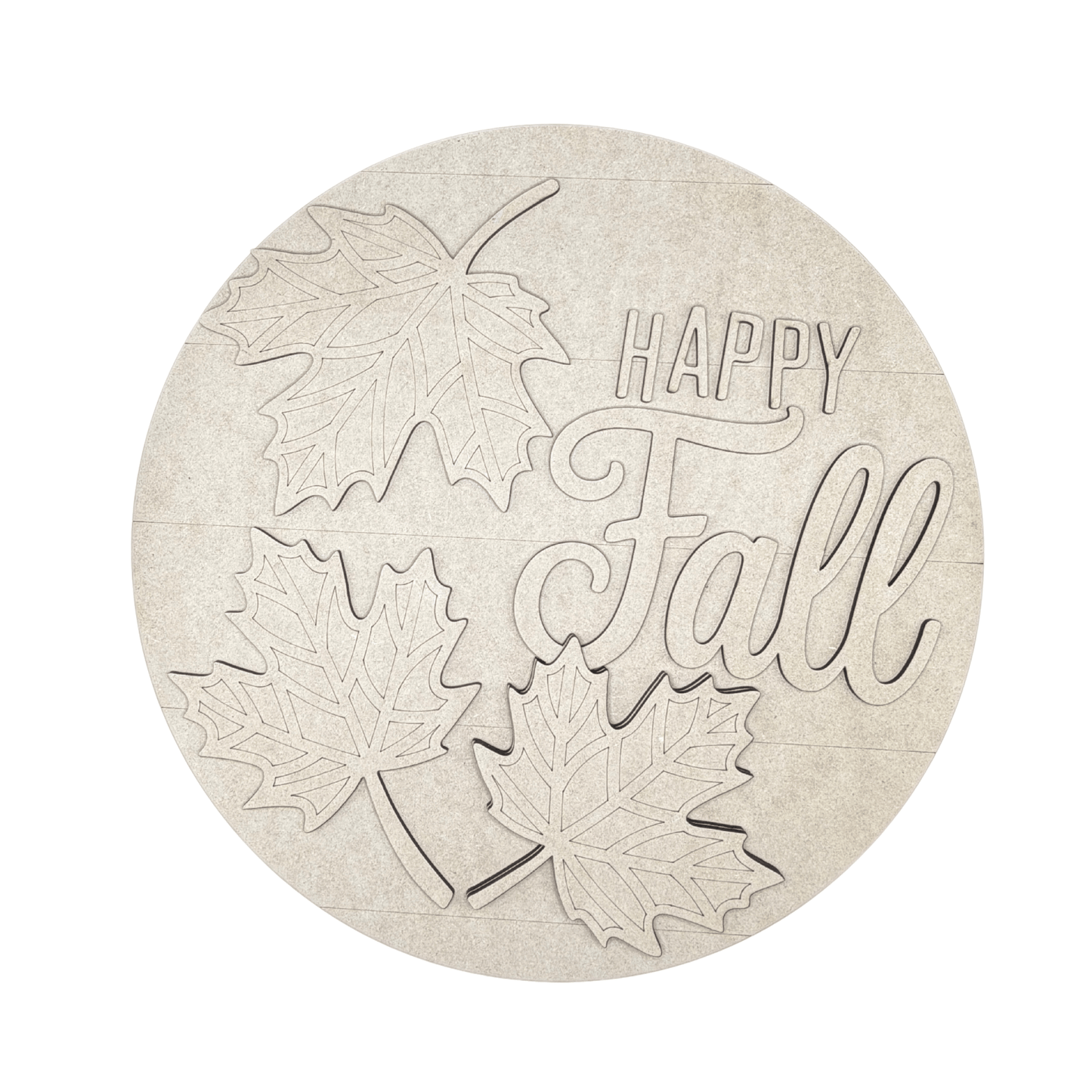 Happy Fall 3 Leaves Round Sign