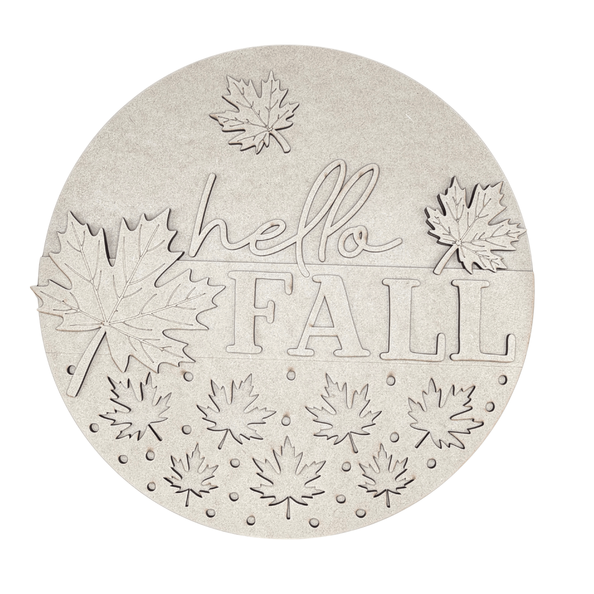 Hello Fall Leaves Round Sign Door Hanger