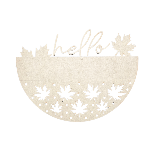 Hello Fall Leaves Round Sign Door Hanger