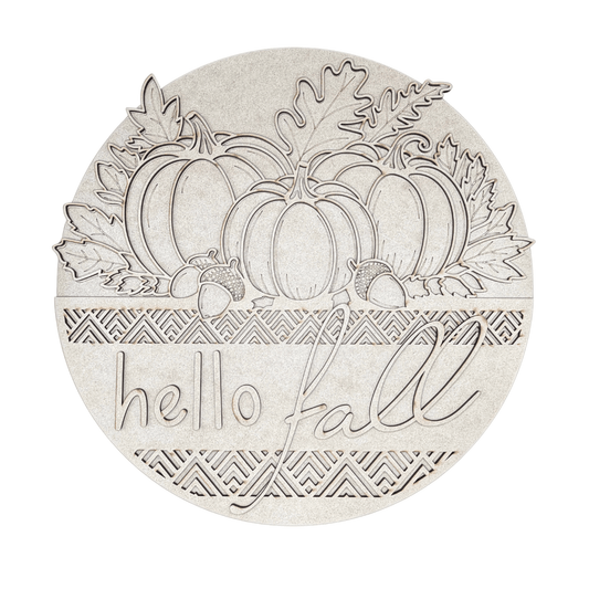 Hello Fall Pumpkins Round Sign
