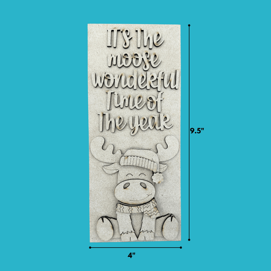 Unfinished Moose Christmas Sign DIY Kit | It's the Moose Wonderful Time of Year, 9.5" × 4"
