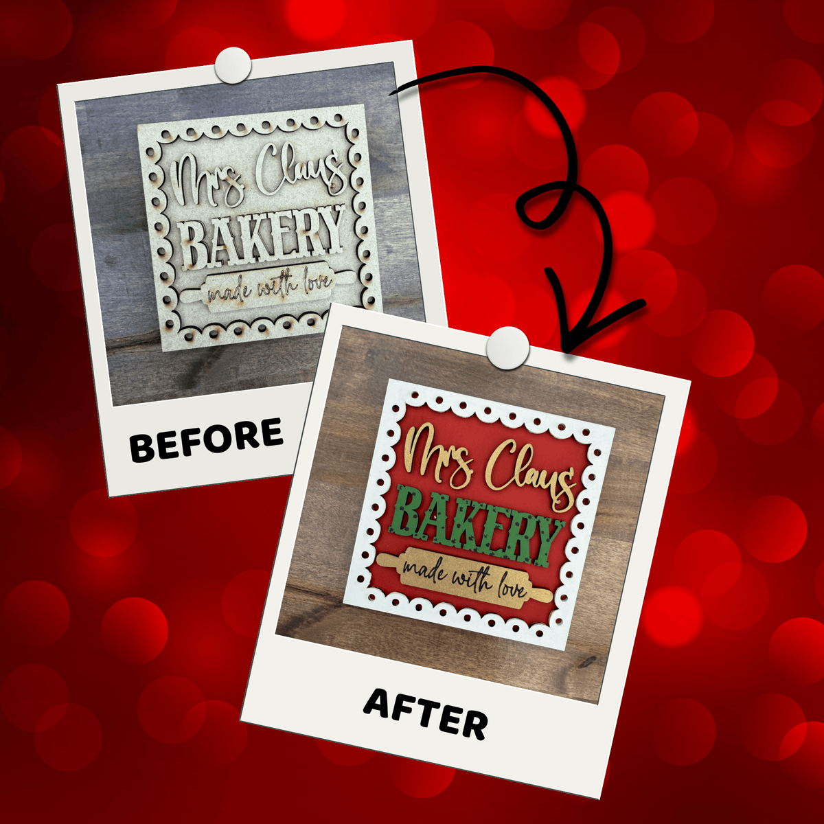 Mrs Claus Bakery Interchangeable Sign | 4.25 Inch DIY Unfinished Wood Craft