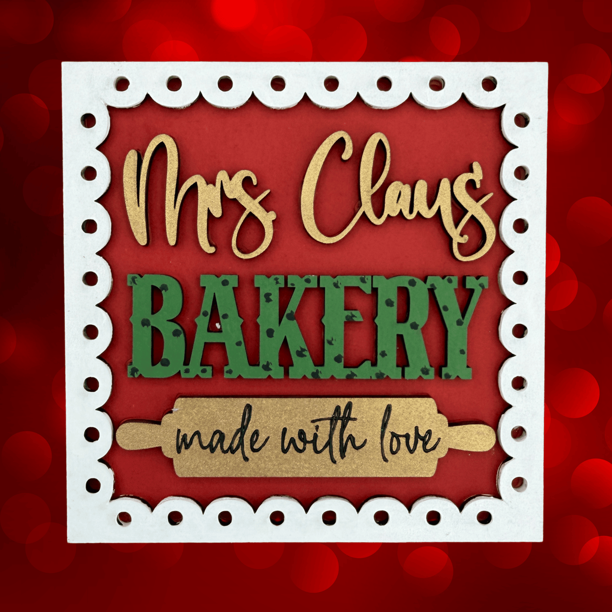 Mrs Claus Bakery Interchangeable Sign | 4.25 Inch DIY Unfinished Wood Craft